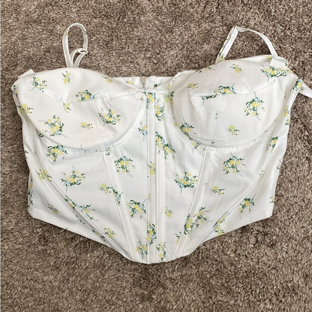 Floral White Corset Top